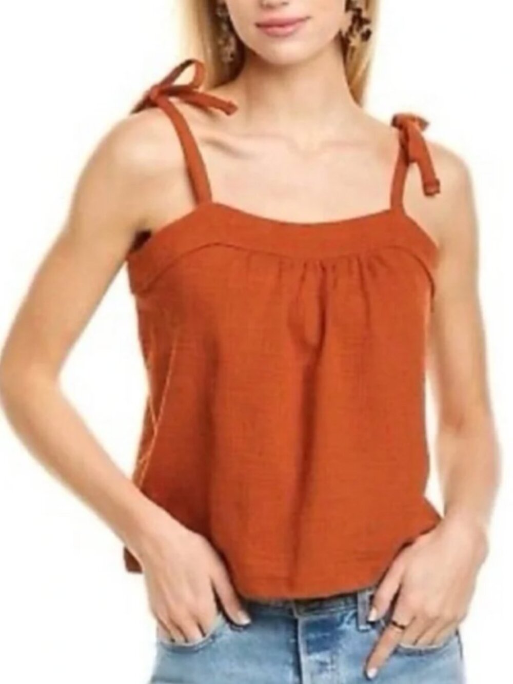 NWT Madewell | Crosshatch Tie Strap Tank Top Rust Orange | Size XXS
